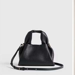 Quince Black Pebbled Leather Top-Handle Crossbody
